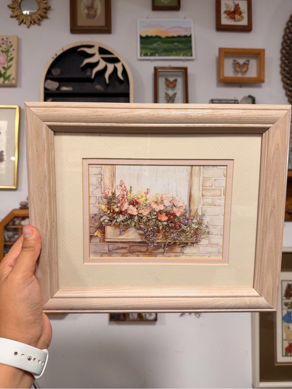 Framed Floral Window Box Wall Art - Neutral Wood Frame